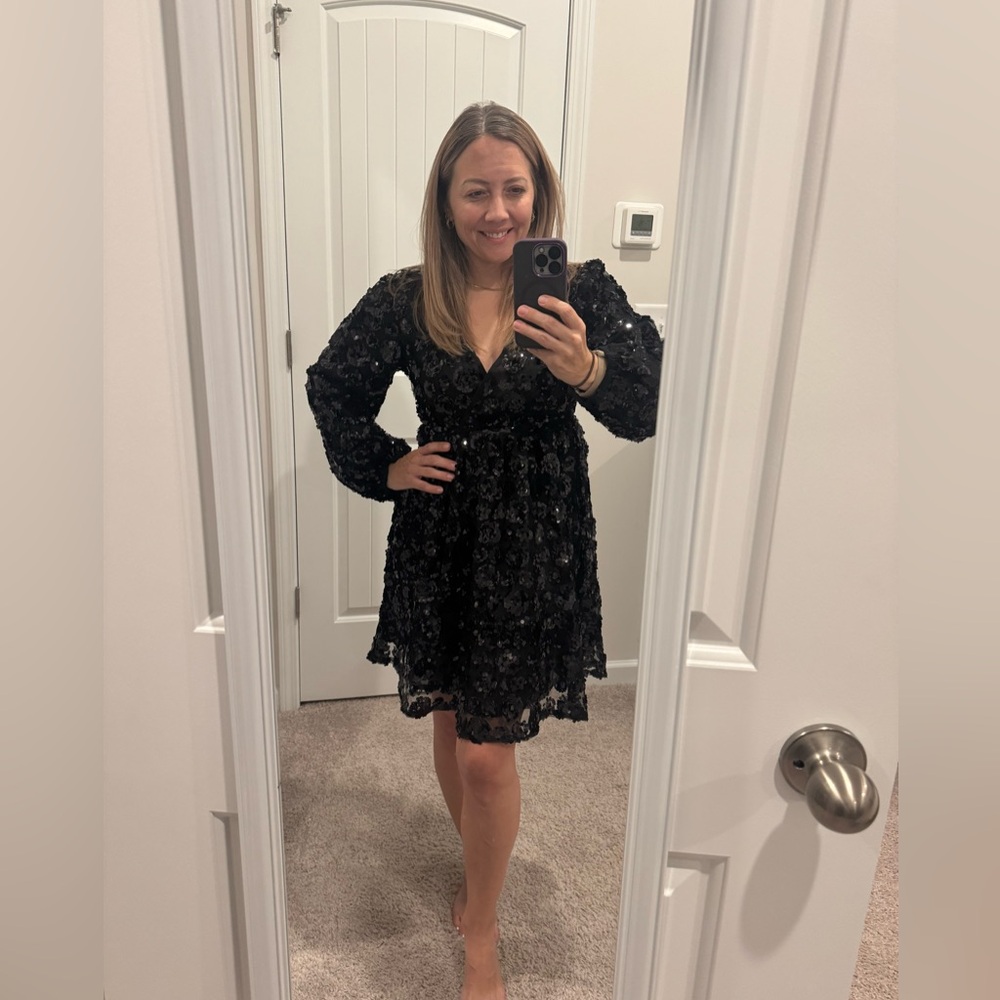 Victoria Dunn Black Long Sleeve Dress